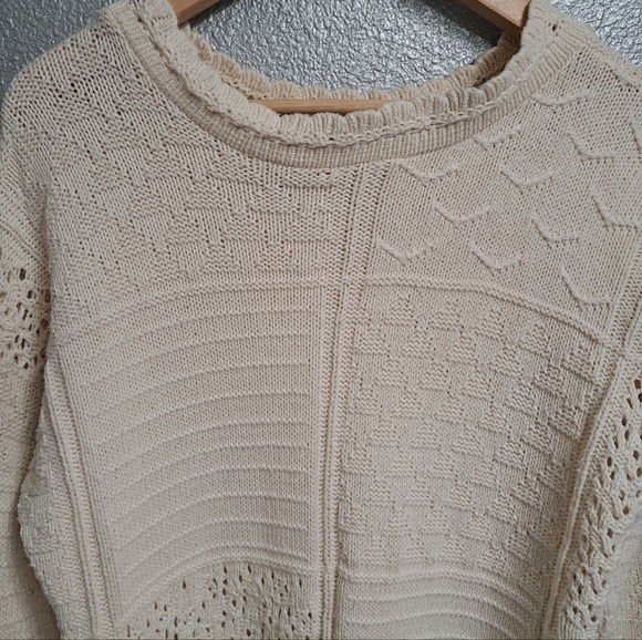 Vintage David Brett Multi Patterned Cream Sweater - Picture 10 of 11
